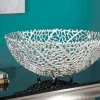 Riess-Ambiente Schalen > Filigrane Design Schale ABSTRACT LEAF 45cm silber Handarbeit