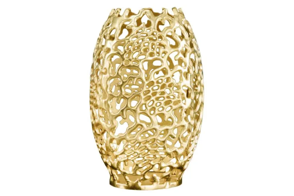 Riess-Ambiente Dekoration|Goldene Möbel > Filigrane Design Vase ABSTRACT LEAF gold 50cm Handarbeit