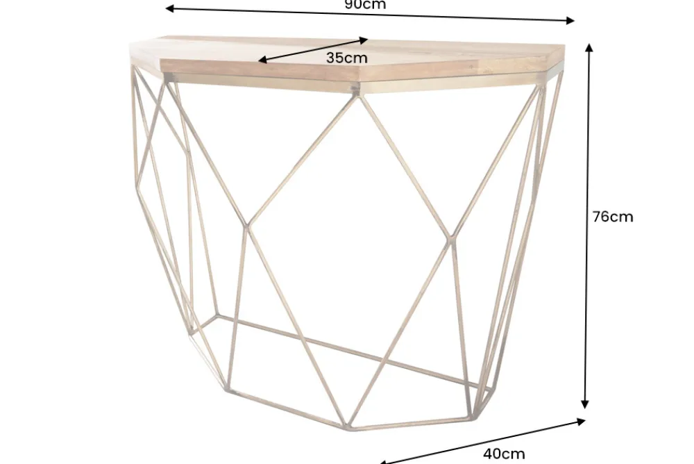 Riess-Ambiente Mehr...|Konsolentische > Filigrane Konsole DIAMOND 90cm Mango messing Massivholz Metall