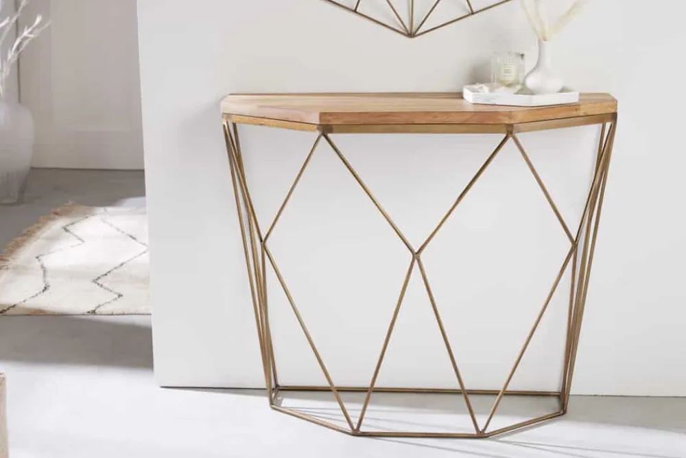 Riess-Ambiente Mehr...|Konsolentische > Filigrane Konsole DIAMOND 90cm Mango messing Massivholz Metall