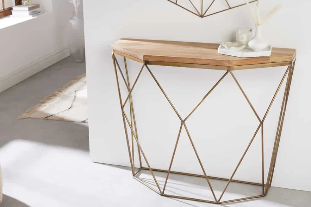 Riess-Ambiente Mehr...|Konsolentische > Filigrane Konsole DIAMOND 90cm Mango messing Massivholz Metall