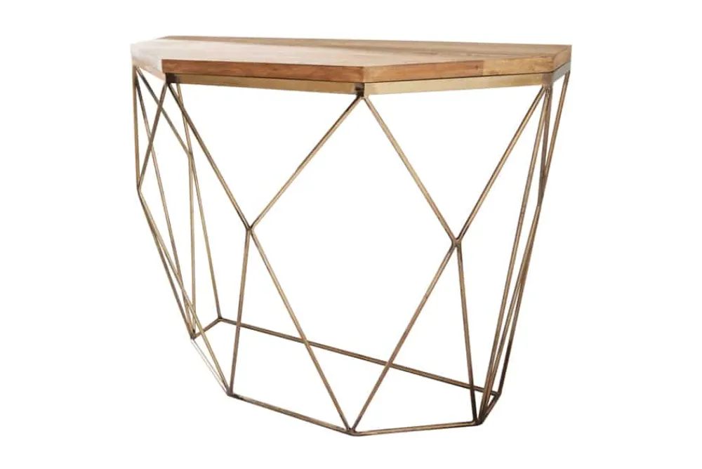 Riess-Ambiente Mehr...|Konsolentische > Filigrane Konsole DIAMOND 90cm Mango messing Massivholz Metall
