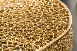 Riess-Ambiente Goldene Möbel|Couchtische & Truhen > Filigraner Couchtisch LEAF 80cm gold Metall handmade Blatt-Design