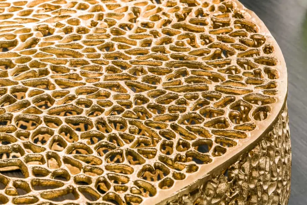 Riess-Ambiente Goldene Möbel|Couchtische & Truhen > Filigraner Design Couchtisch ABSTRACT LEAF 80cm gold Handarbeit
