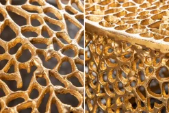 Riess-Ambiente Goldene Möbel|Couchtische & Truhen > Filigraner Design Couchtisch ABSTRACT LEAF 80cm gold Handarbeit