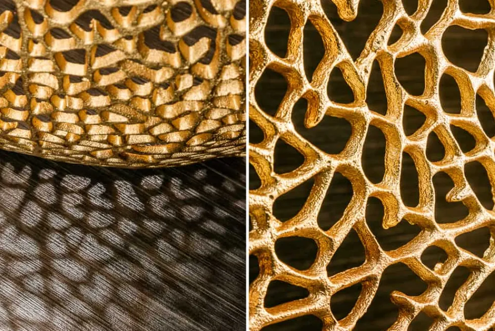 Riess-Ambiente Goldene Möbel|Couchtische & Truhen > Filigraner Design Couchtisch ABSTRACT LEAF 80cm gold Handarbeit