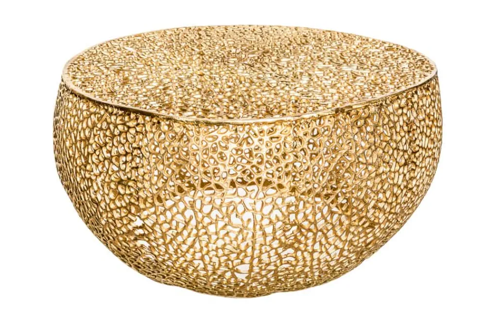 Riess-Ambiente Goldene Möbel|Couchtische & Truhen > Filigraner Design Couchtisch ABSTRACT LEAF 80cm gold Handarbeit