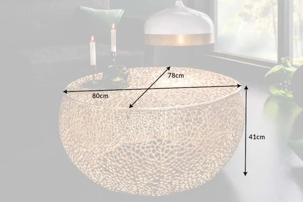 Riess-Ambiente Goldene Möbel|Couchtische & Truhen > Filigraner Design Couchtisch ABSTRACT LEAF 80cm gold Handarbeit