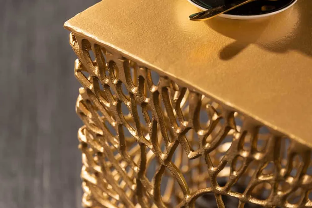 Riess-Ambiente Beistelltische|Goldene Möbel > Filigranes Beistelltisch 2er Set ABSTRACT LEAF 45cm gold Handarbeit