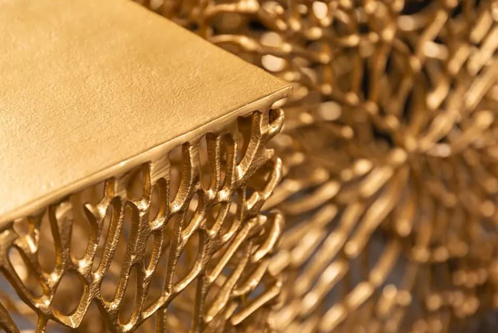 Riess-Ambiente Beistelltische|Goldene Möbel > Filigranes Beistelltisch 2er Set ABSTRACT LEAF 45cm gold Handarbeit