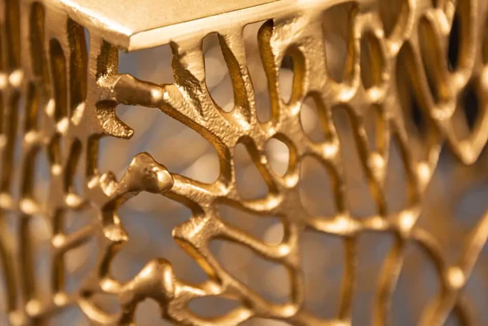 Riess-Ambiente Beistelltische|Goldene Möbel > Filigranes Beistelltisch 2er Set ABSTRACT LEAF 45cm gold Handarbeit
