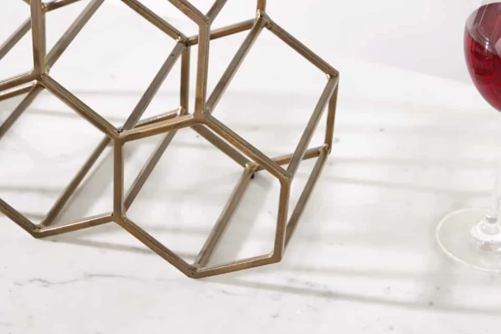 Riess-Ambiente Goldene Möbel|Retro Möbel > Filigranes Design Weinregal HONEYCOMB 35cm gold Metall Handarbeit
