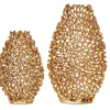 Riess-Ambiente Dekoration|Goldene Möbel > Filigranes Vasen 2er Set ABSTRACT LEAF 40cm gold Handarbeit