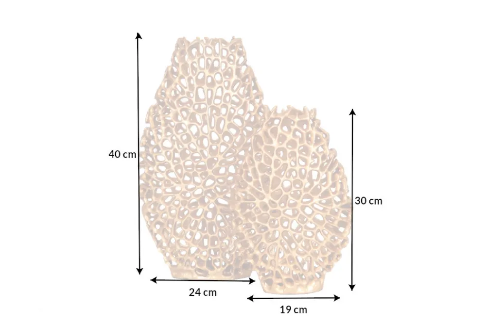 Riess-Ambiente Dekoration|Goldene Möbel > Filigranes Vasen 2er Set ABSTRACT LEAF 40cm gold Handarbeit