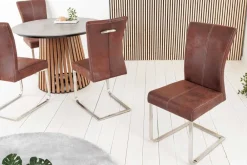 Riess-Ambiente Freischwinger|Industrial Loft > Freischwinger Stuhl SAMSON dark coffee Edelstahlrahmen mit Komfortgriff