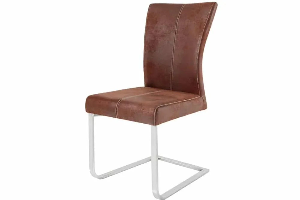 Riess-Ambiente Freischwinger|Industrial Loft > Freischwinger Stuhl SAMSON dark coffee Edelstahlrahmen mit Komfortgriff