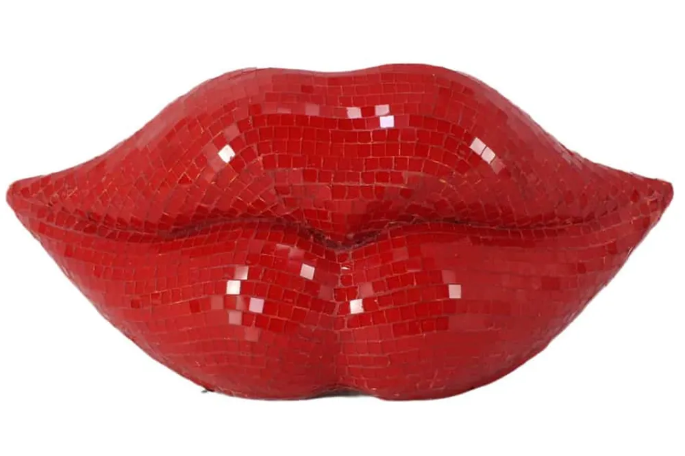 Riess-Ambiente Dekoration > Glamouröse Deko-Figur DISCO LIP 30cm rot Glas-Mosaik-Design handmade