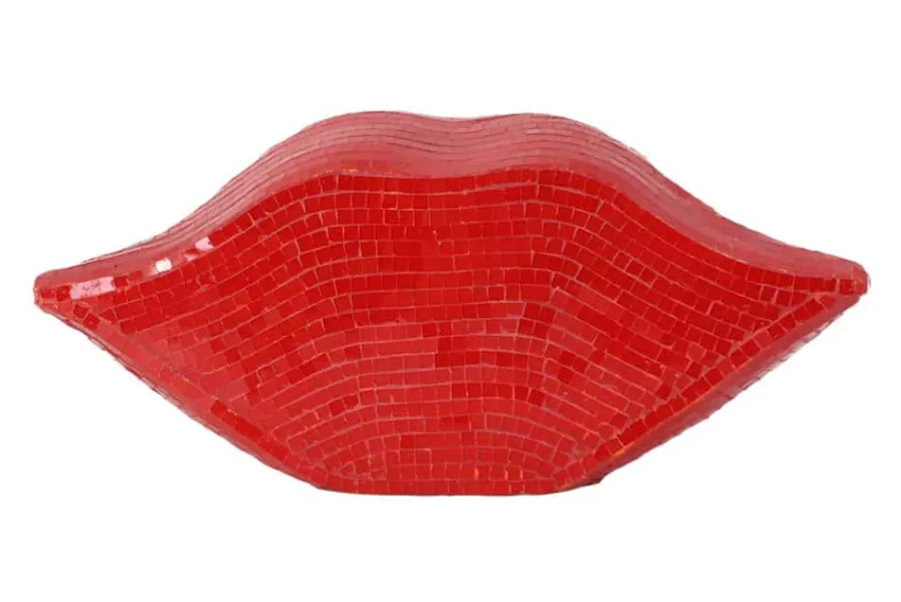 Riess-Ambiente Dekoration > Glamouröse Deko-Figur DISCO LIP 30cm rot Glas-Mosaik-Design handmade