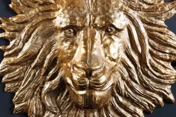 Riess-Ambiente Goldene Möbel|Wanddekoration > Goldene Wanddeko WILDLIFE LION 35cm gold Metall Löwenkopf-Skulptur handmade