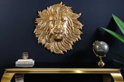 Riess-Ambiente Goldene Möbel|Wanddekoration > Goldene Wanddeko WILDLIFE LION 60cm gold Metall Löwenkopf-Skulptur handmade