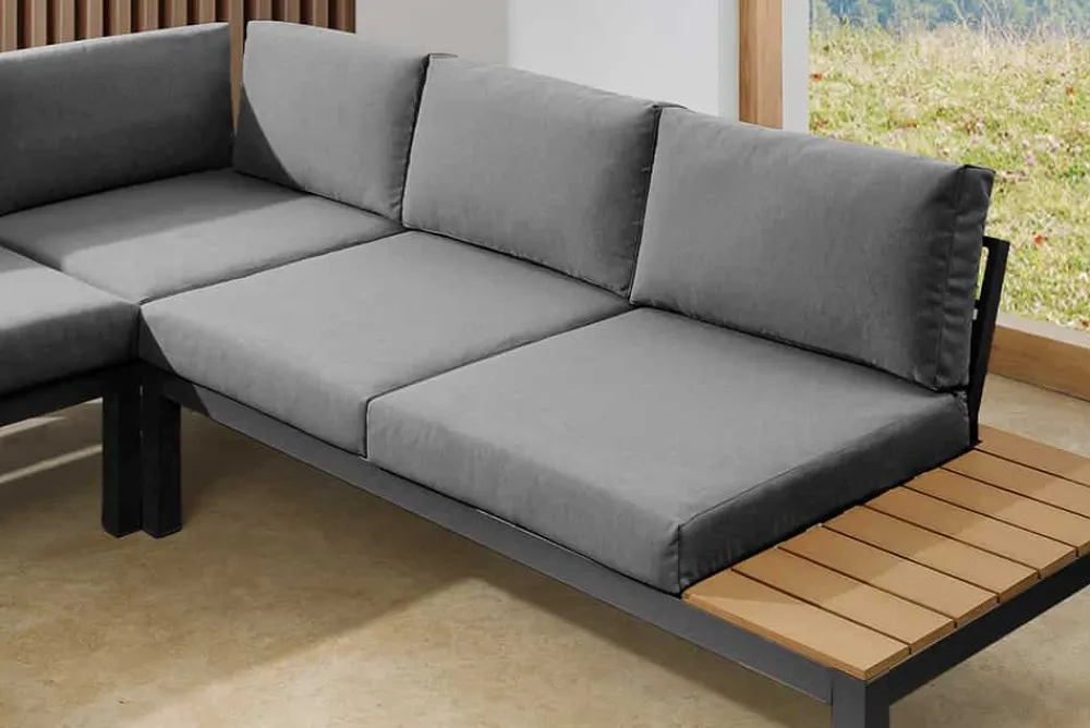 Riess-Ambiente Skandinavisch|Sitzgruppen > Große Garten Sitzgruppe MIAMI LOUNGE 240cm anthrazit Aluminium wetterfest Outdoor inkl. Kissen