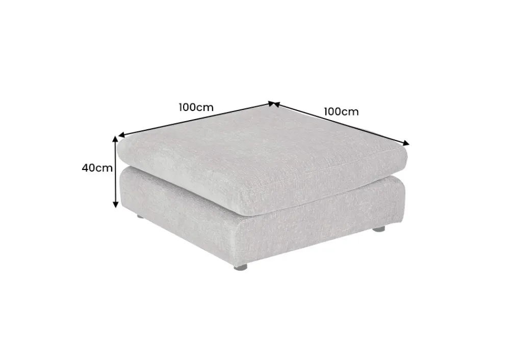 Riess-Ambiente Polsterhocker > Großer Hocker SOHO 100cm grau Chenillestoff Polsterhocker mit Wellenunterfederung
