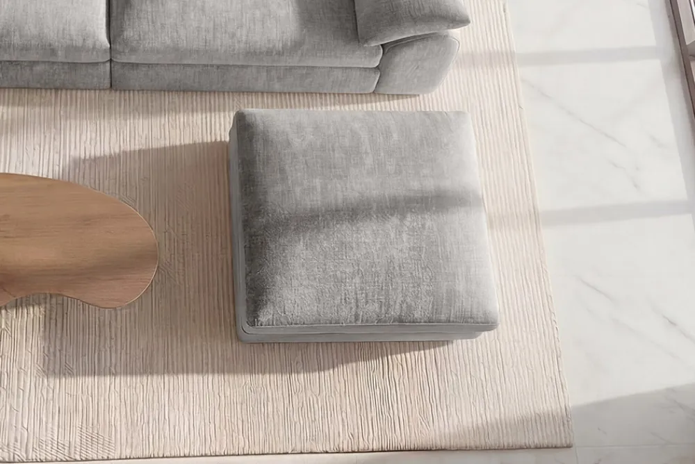 Riess-Ambiente Polsterhocker > Großer Hocker SOHO 100cm grau Chenillestoff Polsterhocker mit Wellenunterfederung