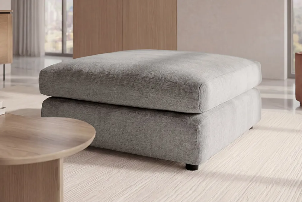 Riess-Ambiente Polsterhocker > Großer Hocker SOHO 100cm grau Chenillestoff Polsterhocker mit Wellenunterfederung