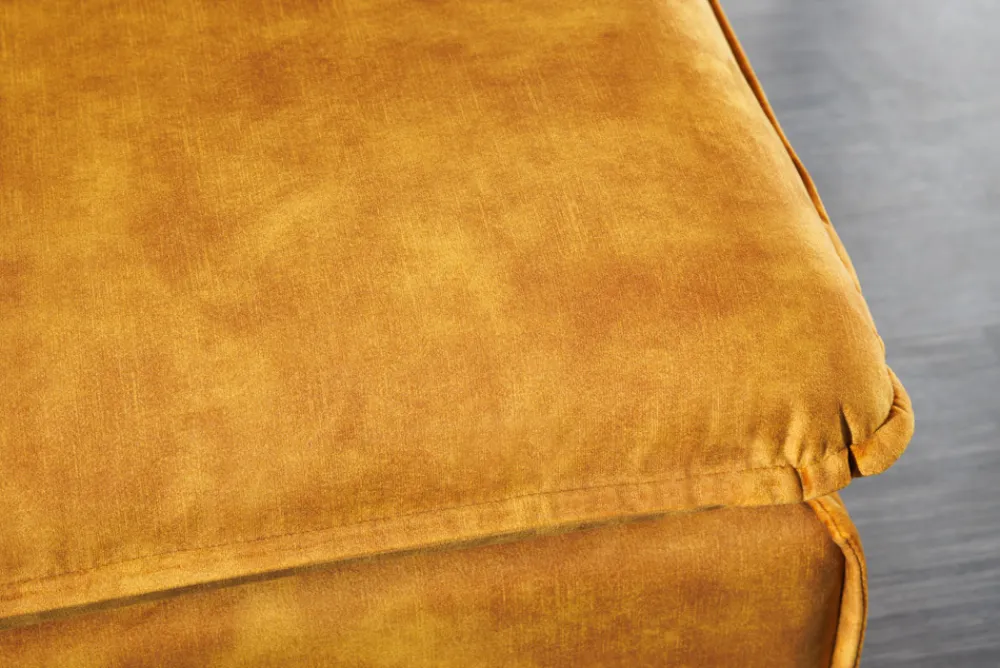 Riess-Ambiente Polsterhocker|Sitzhocker > Großer Hussenhocker HEAVEN 100cm senfgelb Samt Landhausstil Sofahocker waschbarer Bezug
