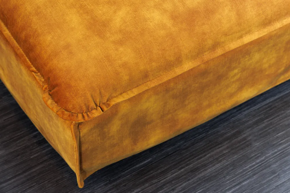 Riess-Ambiente Polsterhocker|Sitzhocker > Großer Hussenhocker HEAVEN 100cm senfgelb Samt Landhausstil Sofahocker waschbarer Bezug