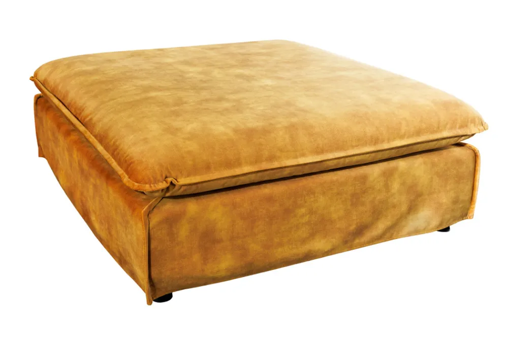 Riess-Ambiente Polsterhocker|Sitzhocker > Großer Hussenhocker HEAVEN 100cm senfgelb Samt Landhausstil Sofahocker waschbarer Bezug