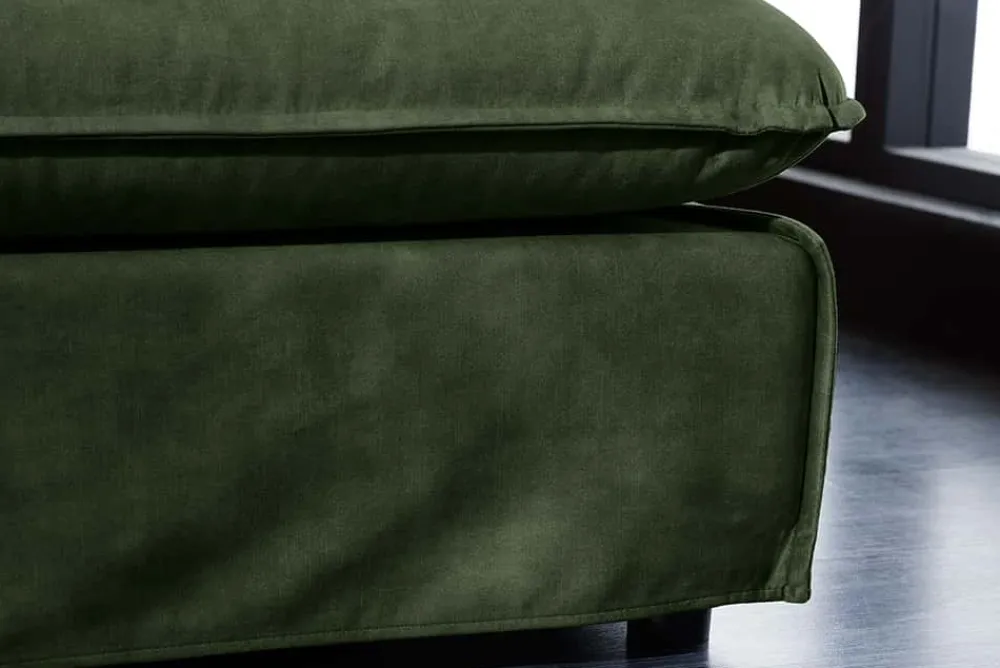 Riess-Ambiente Polsterhocker|Sitzhocker > Großer Hussenhocker HEAVEN 100cm dunkelgrün Samt Landhausstil Sofahocker waschbarer Bezug