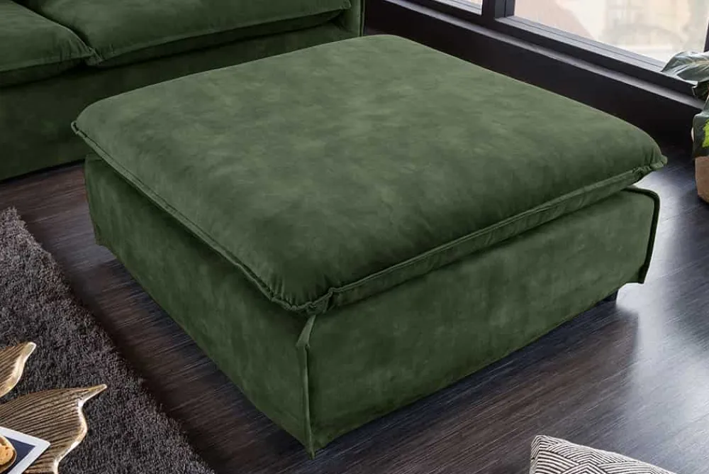 Riess-Ambiente Polsterhocker|Sitzhocker > Großer Hussenhocker HEAVEN 100cm dunkelgrün Samt Landhausstil Sofahocker waschbarer Bezug