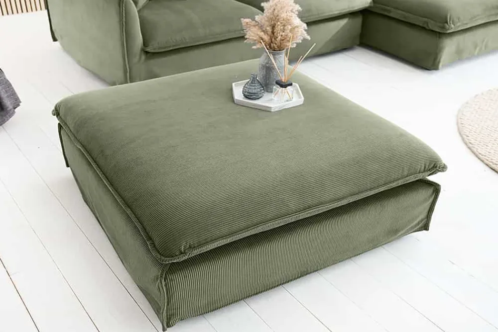 Riess-Ambiente Sitzhocker > Großer Sitzhocker HEAVEN 100cm grün Cord Sofahocker abnehmbarer Bezug