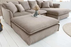 Riess-Ambiente Sitzhocker > Großer Sitzhocker HEAVEN 100cm greige Cord Sofahocker abnehmbarer Bezug