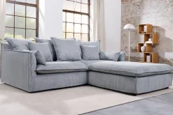 Riess-Ambiente Sitzhocker > Großer Sitzhocker HEAVEN 100cm hellgrau Cord Federkern Sofahocker abnehmbarer Bezug