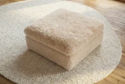 Riess-Ambiente 2-Sitzer Sofa|Sitzhocker > Großer Sitzhocker YETI 100cm beige sand Shaggy-Stoff langfloriger Plüsch Sofahocker