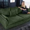 Riess-Ambiente Samt Möbel|Xxl Sofa > Großes 3-Sitzer Sofa HEAVEN 200cm dunkelgrün Samt Federkern waschbarer Bezug Hussensofa Couch