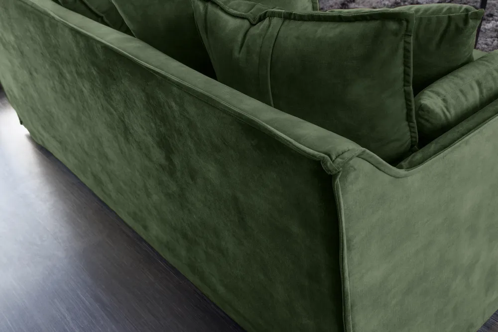 Riess-Ambiente Samt Möbel|Xxl Sofa > Großes 3-Sitzer Sofa HEAVEN 200cm dunkelgrün Samt Federkern waschbarer Bezug Hussensofa Couch