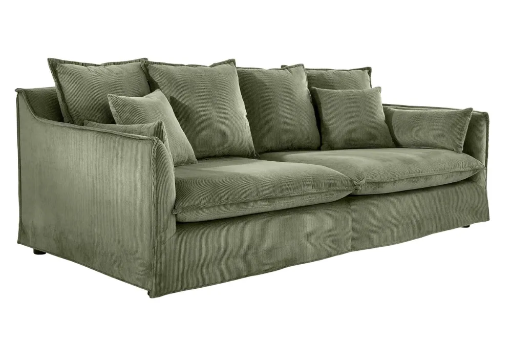 Riess-Ambiente Xxl Sofa|3-Sitzer Sofa > Großes 3-Sitzer Sofa HEAVEN 200cm grün Cord Federkern Hussensofa