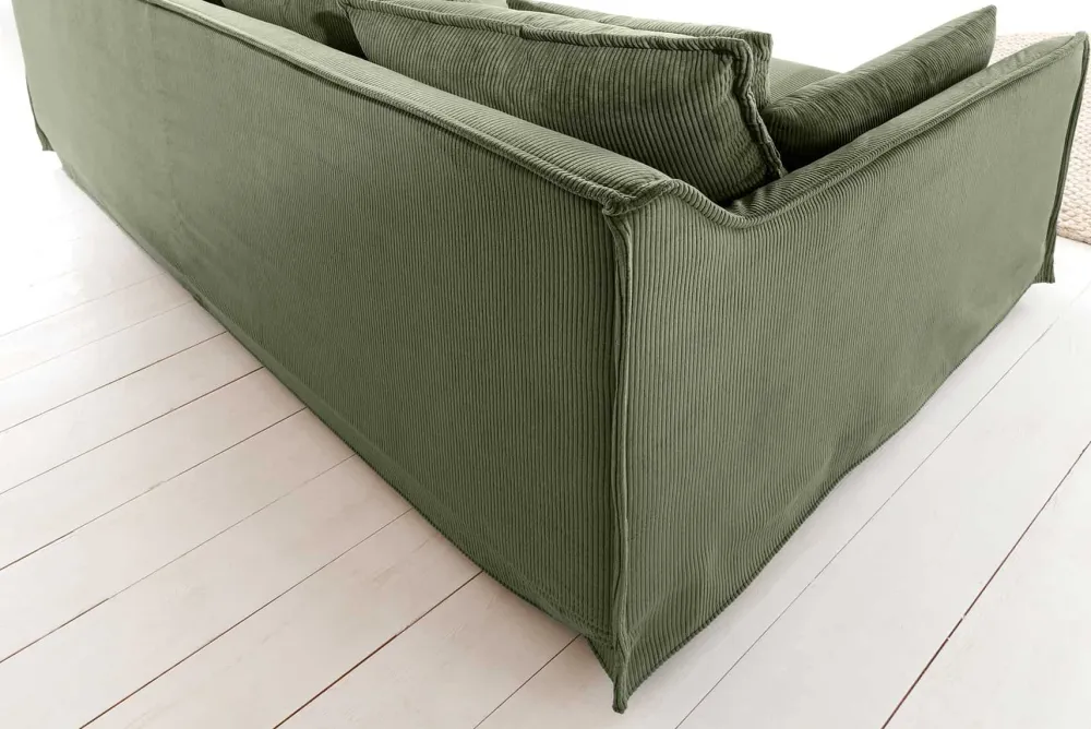 Riess-Ambiente Xxl Sofa|3-Sitzer Sofa > Großes 3-Sitzer Sofa HEAVEN 200cm grün Cord Federkern Hussensofa