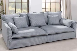 Riess-Ambiente Xxl Sofa|3-Sitzer Sofa > Großes 3-Sitzer Sofa HEAVEN 200cm hellgrau Cord Federkern Hussensofa abnehmbarer Bezug