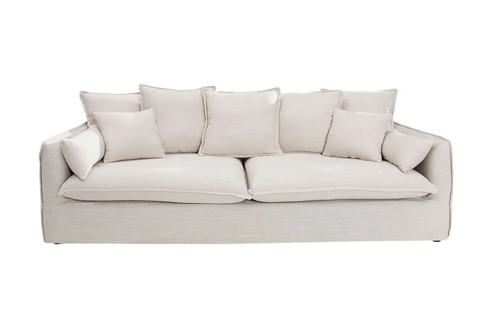 Riess-Ambiente Xxl Sofa|3-Sitzer Sofa > Großes 3-Sitzer Sofa HEAVEN 200cm natur beige Leinenstoff Federkern Hussensofa