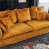 Riess-Ambiente Samt Möbel|Xxl Sofa > Großes 3-Sitzer Sofa HEAVEN 200cm senfgelb Samt Federkern waschbarer Bezug Hussensofa Couch