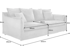 Riess-Ambiente Samt Möbel|Xxl Sofa > Großes 3-Sitzer Sofa HEAVEN 200cm senfgelb Samt Federkern waschbarer Bezug Hussensofa Couch