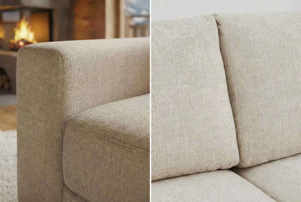 Riess-Ambiente Skandinavisch|3-Sitzer Sofa > Großes Sofa LOFT 210cm champagner beige Chenille 3-Sitzer Couch Taschenfederkern