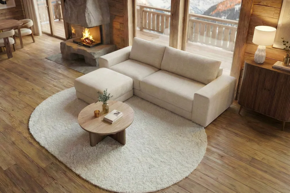 Riess-Ambiente Skandinavisch|3-Sitzer Sofa > Großes Sofa LOFT 210cm champagner beige Chenille 3-Sitzer Couch Taschenfederkern