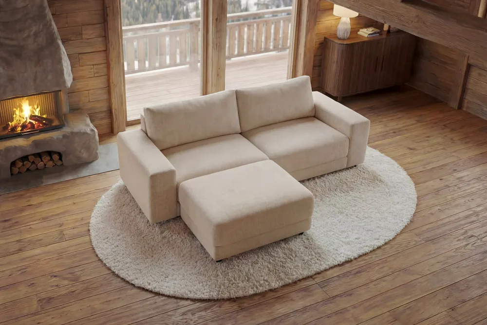 Riess-Ambiente Skandinavisch|3-Sitzer Sofa > Großes Sofa LOFT 210cm champagner beige Chenille 3-Sitzer Couch Taschenfederkern
