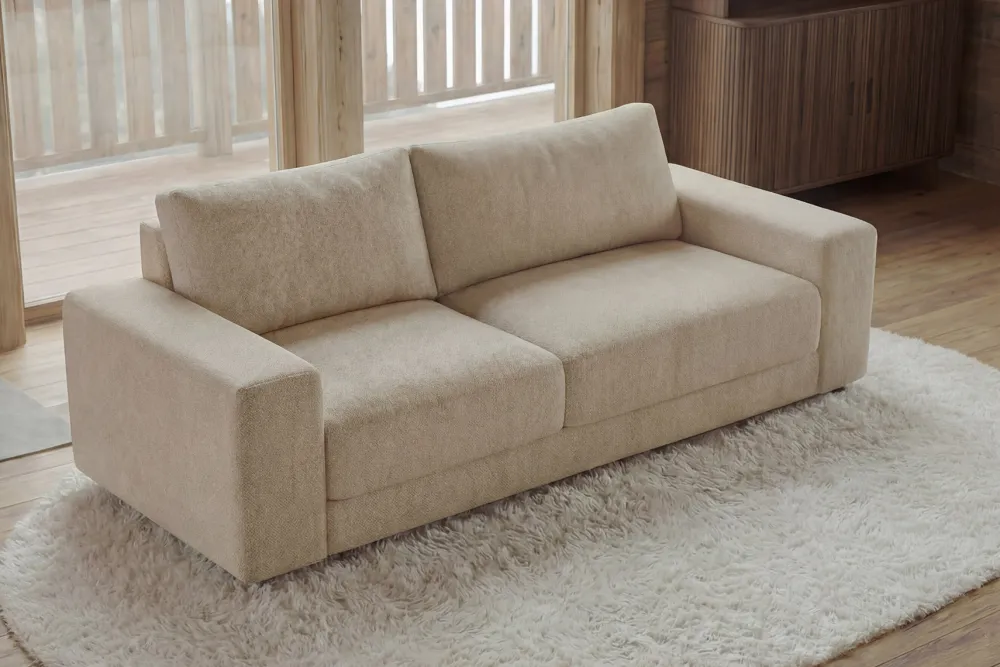 Riess-Ambiente Skandinavisch|3-Sitzer Sofa > Großes Sofa LOFT 210cm champagner beige Chenille 3-Sitzer Couch Taschenfederkern