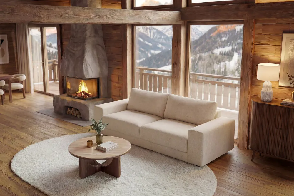 Riess-Ambiente Skandinavisch|3-Sitzer Sofa > Großes Sofa LOFT 210cm champagner beige Chenille 3-Sitzer Couch Taschenfederkern